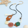 Vintage Wooden Geometric Pendant Necklace with Collar Handmade Ethnic Statement Bib Necklaces for Women Neck Jewelry - Image 4