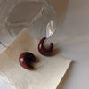 Vintage Silver Needle Dark Wine Red Drop Earrings Female Resin Personality Temperament Earrings - Image 4