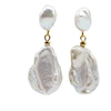 Baroque Women's Earrings Drop Shape White Freshwater Pearl Pendant Handmade Jewelry - Image 1