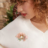 Pearl Accent Peony Flower Brooch with Rhinestone Details - Image 2