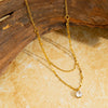 Double Layer Chain Necklace with Zirconia Pendant, Stainless Steel Minimalist Jewelry for Women - Image 3