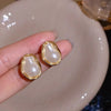 Korean Irregular Baroque Bimitation Pearl Round Stud Earring for Women Gold Color Earring Jewelry Simple Valentine's Day Gift - Image 7