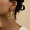 Stainless Steel Bohemian Hollow Exaggerated Leaf Dangle Drop Earring For Women Lady Geometric Female Jewelry - Image 1