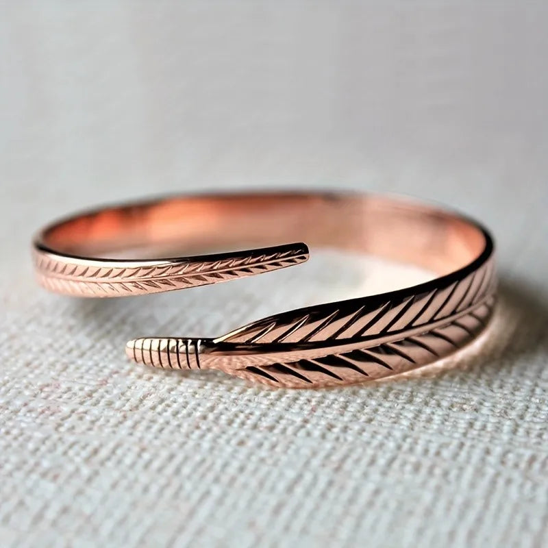 Vintage Cooper Feather Wing Cuff Bangle for Men Women Punk Style Wristlet Party Jewelry Gifts - Image 1