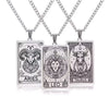 12 Constellations Tarot Card Pendant Necklace Stainless Steel Rectangle Horoscope Zodiac Sign Chain Jewelry Gift For Men Women - Image 1