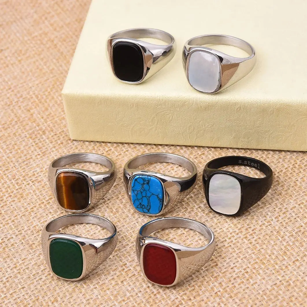 Men's/Women 316LStainless steel Onyx Wedding Rings Classic Jewelry Product - Image 1