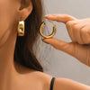 Gold Color Round Chunky Earrings for Women Lightweight Smooth Metal Open Thick Hoops Jewelry - Image 13