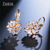 Zakol Rose Gold Color Flower Hoop Earrings for Women CZ Crystal Zircon Earring - Image 11