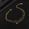 Stainless Steel Jewelry Gold-plated Minimalism 2-Layer Beading Zircon Charm Women Anklet Chain - Image 7