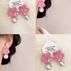 Pink Crystal Snowflake Stud Earrings for Women Imitation Pearl Design Sweet Romantic Earrings Jewelry Accessories - Image 4