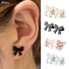 Korean Bowknot Stud Earrings Black for Women Temperament Bow Ear Pendant Earings Girls Party Jewelry - Image 6