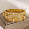 Greatera Light Style Cubic Zircon Filled Cuff Bracelet Simple Ring Cluster Weave Pattern Mechanical Interlocking Bangle - Image 1