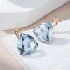 Light Grey Stone Earrings For Women Rose Gold Color Big Zircon Jewelry Accessories - Image 3