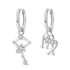 Silver Twelve Constellation Series Stud Zircon Earrings Wedding Ladies Jewelry Women Girls - Image 16