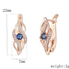 FJ Women Rose Gold Color Blue Stone Simulated Pearl Dangle Long Earrings - Image 8