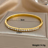 316L Stainless Steel Bangle Bracelet with Cubic Zirconia Details in Gold-Tone - Image 13