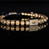Adjustable Square Bead Bracelet in Black Silver-Tone or Gold-Tone - Image 3