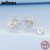 Silver Snowflake Heart Angel Wing Stud Earrings Women Sun Star Zircon Ear Studs Wedding Party Jewelry Gift - Image 5