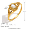 Thin Gold Plated Hollow Texture Natural Freshwater Pearl Rings For Women Stainless Steel Gold Ring - Image 6