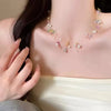 Romantic Niche Pink Sweet Flower Collarbone Chain Versatile Temperament Necklace Women's Pearl Fringe Collarbone Chain - Image 11