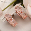 Rose Gold Color Rectangle Ice Crack Crystal Drop Earring For Women Wedding Cubic Zirconia Jewelry - Image 3