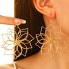 1 Pair Vintage Exaggerated Hollow Flower Metal Earrings For Women, Elegant Geometric Woven Drop Dangle Ear Jewelry - Image 8