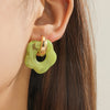 Multicolor Transparent Acrylic Resin Marbling Flower Drop Earrings for Women Gold Color Ear Buckle Jewelry - Image 2