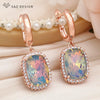 Elegant Rectangle Crystal Dangle Earrings For Women Wedding Rose Gold Color Cubic Zirconia Jewelry - Image 1