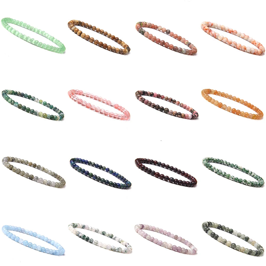 4 mm Stone Bead Bracelet with Multiple Color Options - Image 1