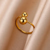 Stainless Steel Double-layer Beads Rings for Women Gold Plated Geometric Ball Bead Open Ring Aesthetic Punk Jewelry - Image 17