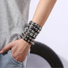 Yupsk Square Wide Punk Chunky Rivet Leather Bangle Rock Rows Nails Wristband Adjustable Size Jewelry Bracelets Bangle - Image 4