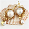 Court Style Elegant Inlaid Imitation Pearl Golden Dangle Earrings for Women Temperament Wedding Anniversary Jewelry Gifts - Image 1