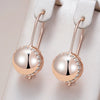 Rose Gold Color Big Glossy Ball Drop Earrings For Women Simple Zircon Accessories Ethnic Bride Wedding Jewelry - Image 1