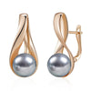 Elegant Grey Pearl Drop Earrings For Women Rose Gold Color Wedding Party Jewelry Accessories - Image 3