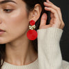 Stylish Dangle Earrings Trio Circle Design Daily Outfits Party Accessories Stuff Red Orange Big Earrings - Image 2