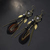 Boho Ethnic Dream Catcher Feather Antique Long Hook Earrings Fancy Handmade Chain Tassle Earring For Women Jewelry - Image 6