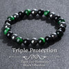 Triple Protection Bracelet, Blue Malachite Black Bile Obsidian Beaded Bracelet, Handmade Stretch Beaded Bracelet - Image 7