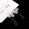 White Flower Earrings for Women Crystal Acrylic Pearl Long Tassel Drop Earrings Temperament Party Gift Jewelry - Image 11