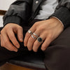 4Pcs Retro Simple Stackable Stainless Steel Wide Ring Men's Gothic Pattern Metal Finger Ring Hip Hop Casual Jewelry - Image 3