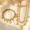 Stainless Steel Set Elegant Heart Beads String Chain Double Layered Necklace Bracelet Set For Women Jewelry Everyday wear - Image 5