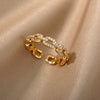 Chain Hollow Out Rings For Women Gold Color Stainless Steel Zircon Cross Open Ring Wedding Aesthetic Jewerly Gift - Image 2