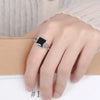 Silver Rings for Women Couple Minimalist Handmade Simple Wide Square Black Ring Jewelry Gift Prevent Allergy - Image 3