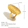 Minimailst Style Oval Hammer Pattern Opening Ring Gold Plated Stainless Steel Party Statement Jewelry - Image 7