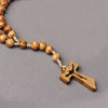 Vintage Cross Pendant Necklace Jesus Hollow Wood Bead Choker Halloween Jewelry Gift - Image 3