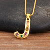 Inlaid Colorful Zircon A-Z Letters Pendant Necklace Name Initials Alphabet For Women Accessories Gifts - Image 7