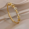Greatera Colorful Rhinestone Ring Buckle Cut Pattern Bamboo Joint Bracelet Classic Creative Stainless Steel Colorfast Bangles - Image 8