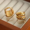 Polished Stainless Steel Rings Gold Color Adjustable Snake Ring For Lady Female Glossy Gold Ring For Party - Image 2