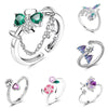 Clover Adjustable Ring Silver Rotating Cherry Blossom Flower Open Rings For Women Wedding Jewelry Gift - Image 1