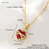 Red Sacred Heart of Jesus Necklace Immaculate Heart 22k Gold Plated Cross Necklace For Women Girls Catholic Jewelry - Image 3