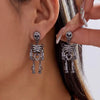 Light Full Rhinestone Skull Earrings for Women Exaggerated Skeleton Pendant Earrings Halloween Party Jewelry Gift - Image 10
